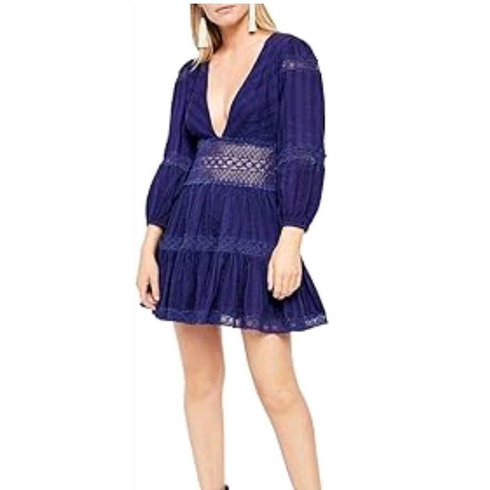 Free People Delightful Clip Purple Cotton Mini Dress 2